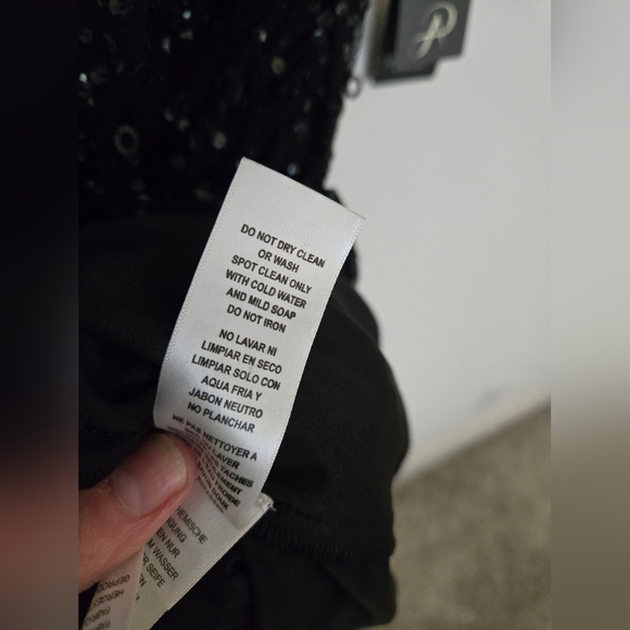 Adrianna Papell Black Sequin short sleeve rouched  waist dress NWT | Size 20 - Picture 6 of 7